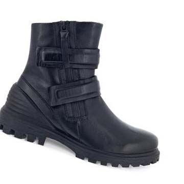 Women's Ecco Tredtray Moto Boots Black | Canada 55PJJ